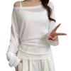 Summer Blouse Slope Collar Long Sleeve Lace-up Waist Sun Protection Cover-Up Soft Stretchy Outdoor