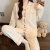 Air cotton pajamas women's autumn and winter long sleeves thickened interlayer warm stars cat student loungewear real shot