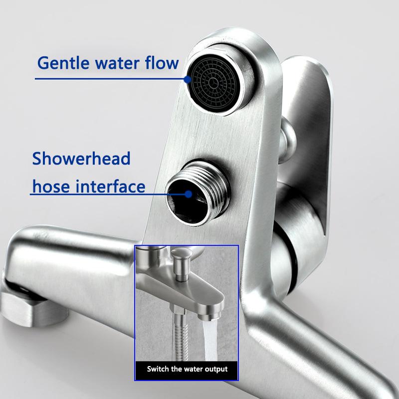 Cold Hot Mixer Bathtub Faucet Stainless Steel Bathroom Faucet Shower Head Faucet Set Shower Accessories Wall Mounted Tap