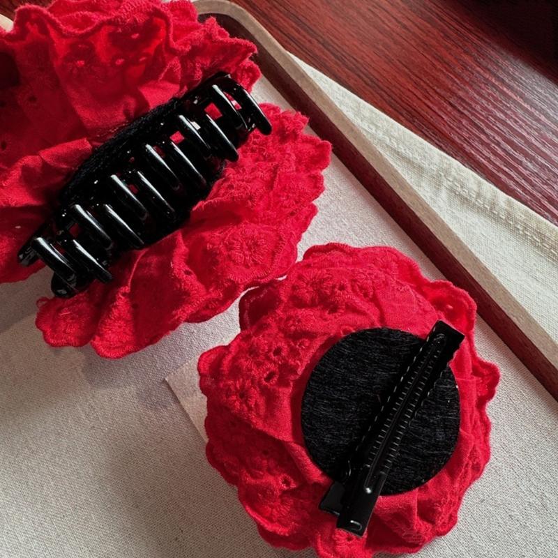 Lace Flower Hair Clip Claw Clips Hair Banana Barrettes Non-Slip Jaw Clip Girls Elegant Grab Hair Claw Hair Decor
