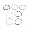 SHIXIN Conjunto de 7 Peças Pulseiras de Contas de Arroz Boho Masculinas Peça Redonda Vintage Pingente Corrente de Contas Elástica Pulseiras de Pulso Joias Femininas