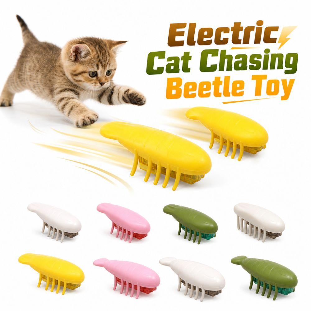 Interactive Play Electric Cat Chasing Beetle Toy Replaceable Battery Release Energy Jumping Bug Cat Toy Sturdy TPU