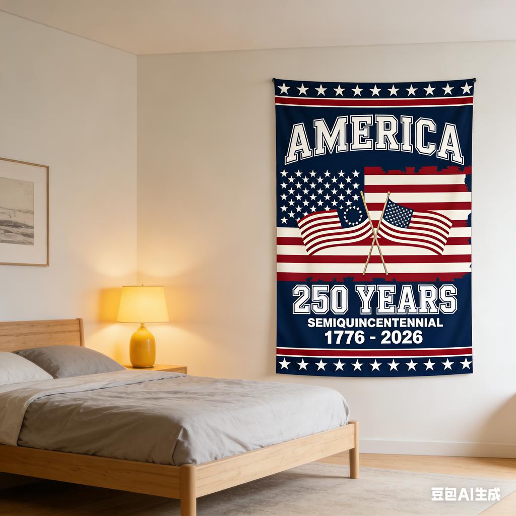 America 250th Semiquincentennial Tapestry Patriotic USA Flag Print Polyester Wall Hanging for Living Room 17762026 Independen