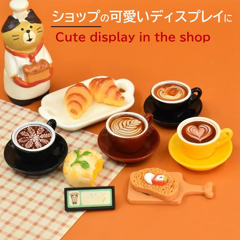 NOELAMOUR Caffè Latte Campioni di Cibo, Set Miniatura di 6, Carini Modelli di Cibo Caffè Latte Art per Esposizione