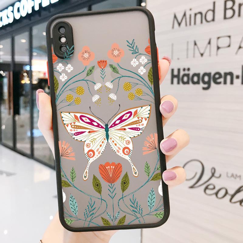 Flowers Butterfly Aesthetic Phone Case For iPhone 7 8 plus X XS MAX XR SE2 16 15 14 11 12 13 Pro Max Back Shockproof soft Cover