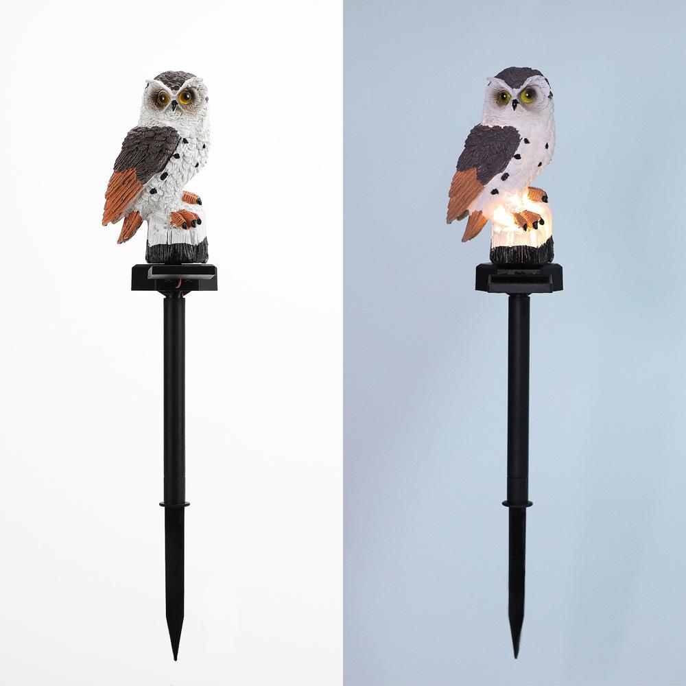 Solar-Powered LED Owl Garden Lamp - Resin Animal Yard Decor