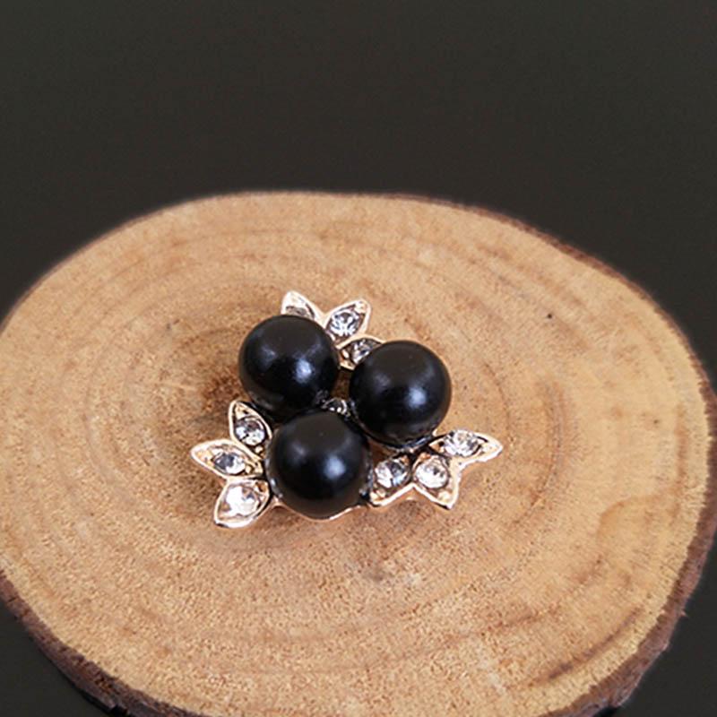 2015New 100Pcs 20mm Pearl Flower and Gold Leafs Rhinestone Flatback Embellishment Button for DIY Hair Accessories HZ256