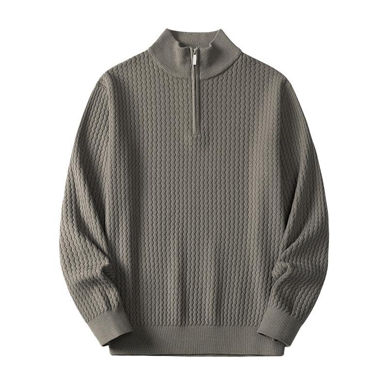 Autumn and Winter New Inner Sweater Solid Color High-end Semi-turtleneck Sweater Loose Trend Men's Knitted Sweater