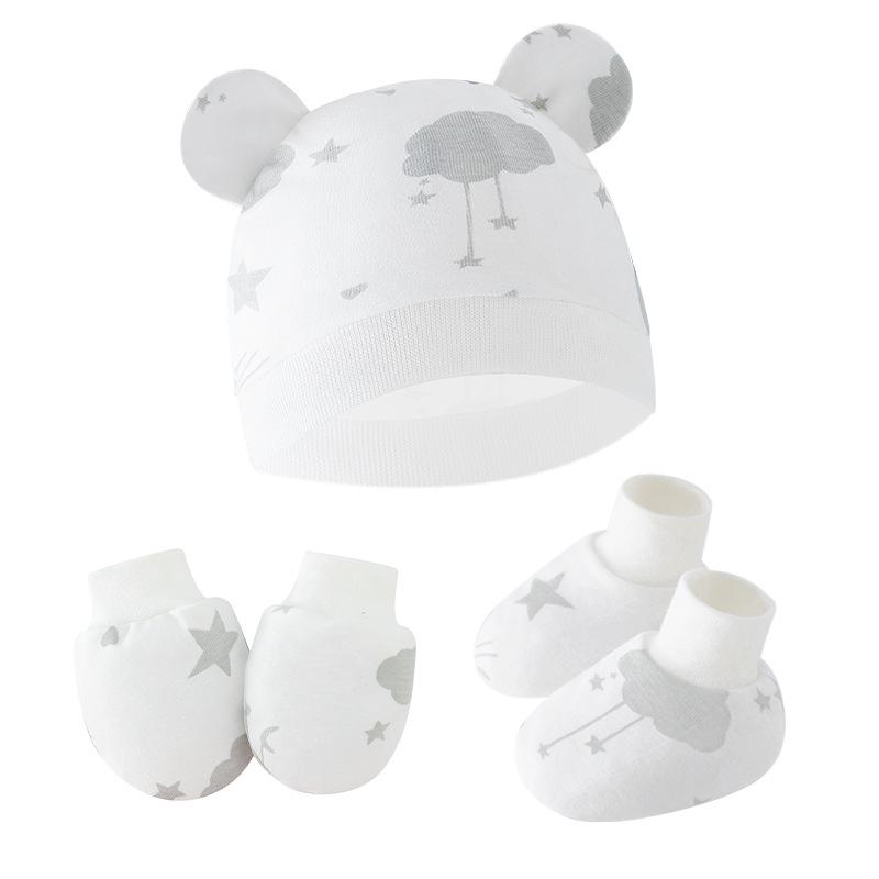 Newborn Newborn Baby Hat Anti Scratch Gloves Protective Foot Cover Three Piece Set Baby Hat Baby Hat