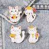 Happy Food Cats Enamel Brooches Cute French Fries Doughnut Pattern Kitten Pins For Pet Lovers Gift