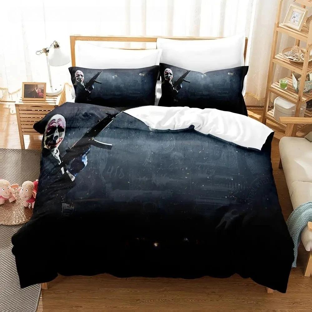 Game Payday Bedding Set Single Twin Full Queen King Size Bed Set Adult Boys Bedroom Duvet cover Sets Hip Hop Clown Anime Bed