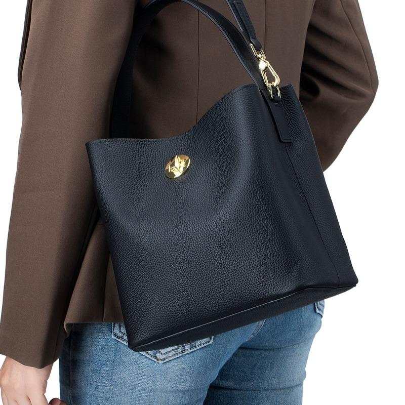 Leather high-value fashion bucket bag large-capacity versatile women's bag commuter shoulder messenger bag women's handbag