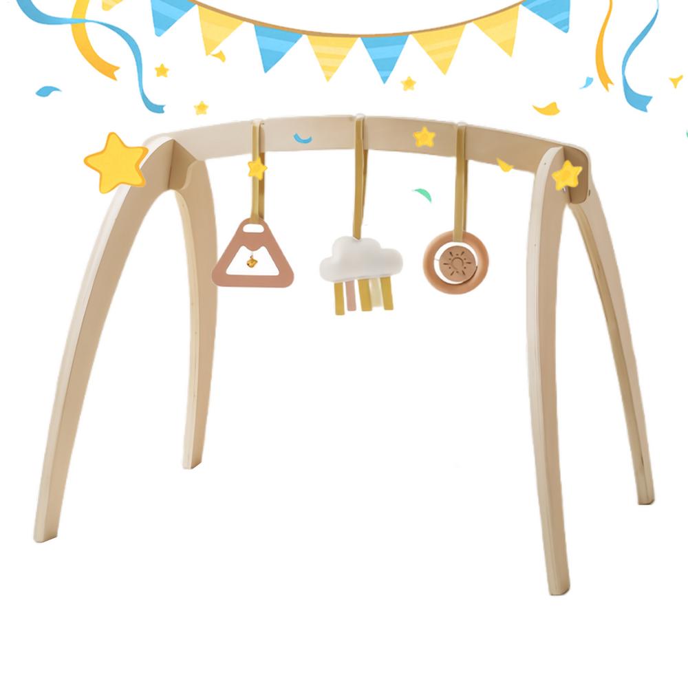 Baby Play Gym Learning Sensory Toys with Rattle Natural Stimulation Baby Play Gym for Toddler Kids Girls Shower Birthday Bedroom