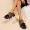 2025 new large size single shoes women's new autumn leopard print European and American round head thick heel one pedal loafers casual shoes