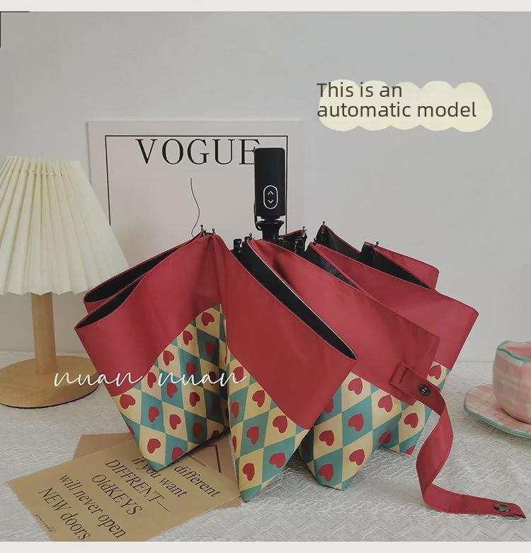 Parapluie rétro automatique haut de gamme pour le soleil et la pluie – Protection UV de haute qualité pour femmes