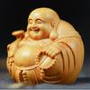 Miniatur Lachender Buddha Maitreya Skulptur Holz Mini Handgefertigt Statue Holzschnitzerei Buddha Statue Handwerk Geschenk