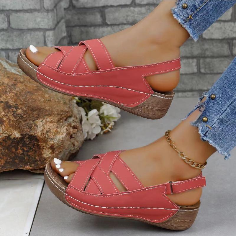 

Women s Summer Platform Slippers Women Comfy Lightweight WedgesFish Mouth Solid Color Slope Heel Sandals Plus Size