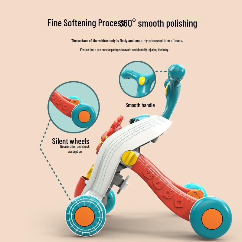 Huang'er Anti-Rollover Baby Toddler Walker - Multifunctional Pushchair Toy for Boys and Girls