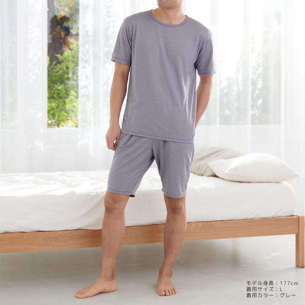 Venex Recovery Wear Comfort Cool Short Sleeve Crew Neck and Shorts Set 83008302 Gray L Men's T-Shirt