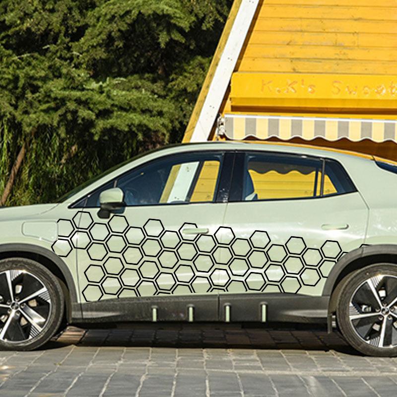 For Universal car Car Pvc Honeycomb Graphics Stickers Car Body Diy Sticker Vinyl Car Side Body Hexagon Stickers