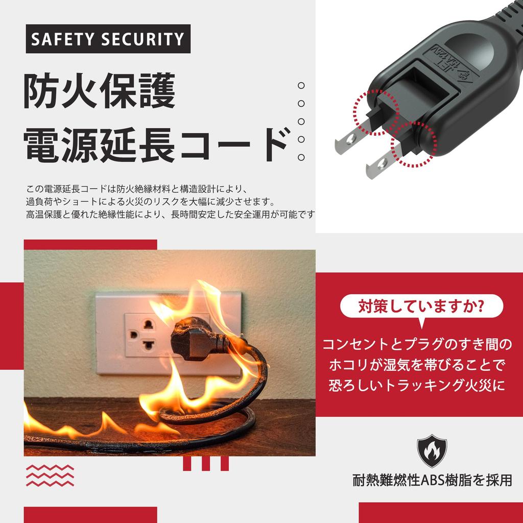 FUMITAKE AC-Adapter 4-fach Abzweig 2-poliges Verlängerungskabel, 0,5 m, WeißSchwarz, mit Isolierkappe, Schwenkstecker, Kältebeständig, Hitzebeständig,