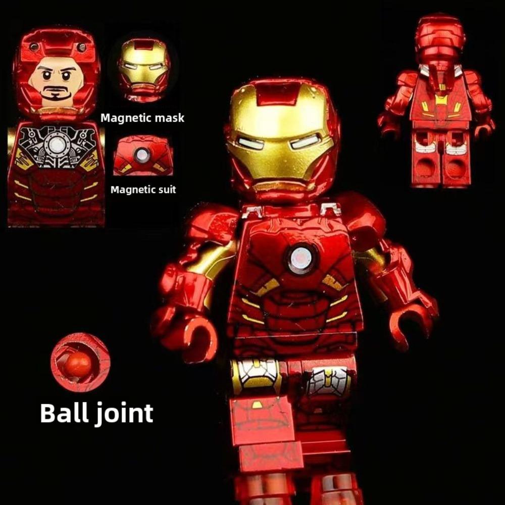 Iron Man Marvel Superheld Anime Figur Bausteine Actionfigur Peripheres Modell Requisiten Sammlung Basteln Geschenk Spielzeug Kinder