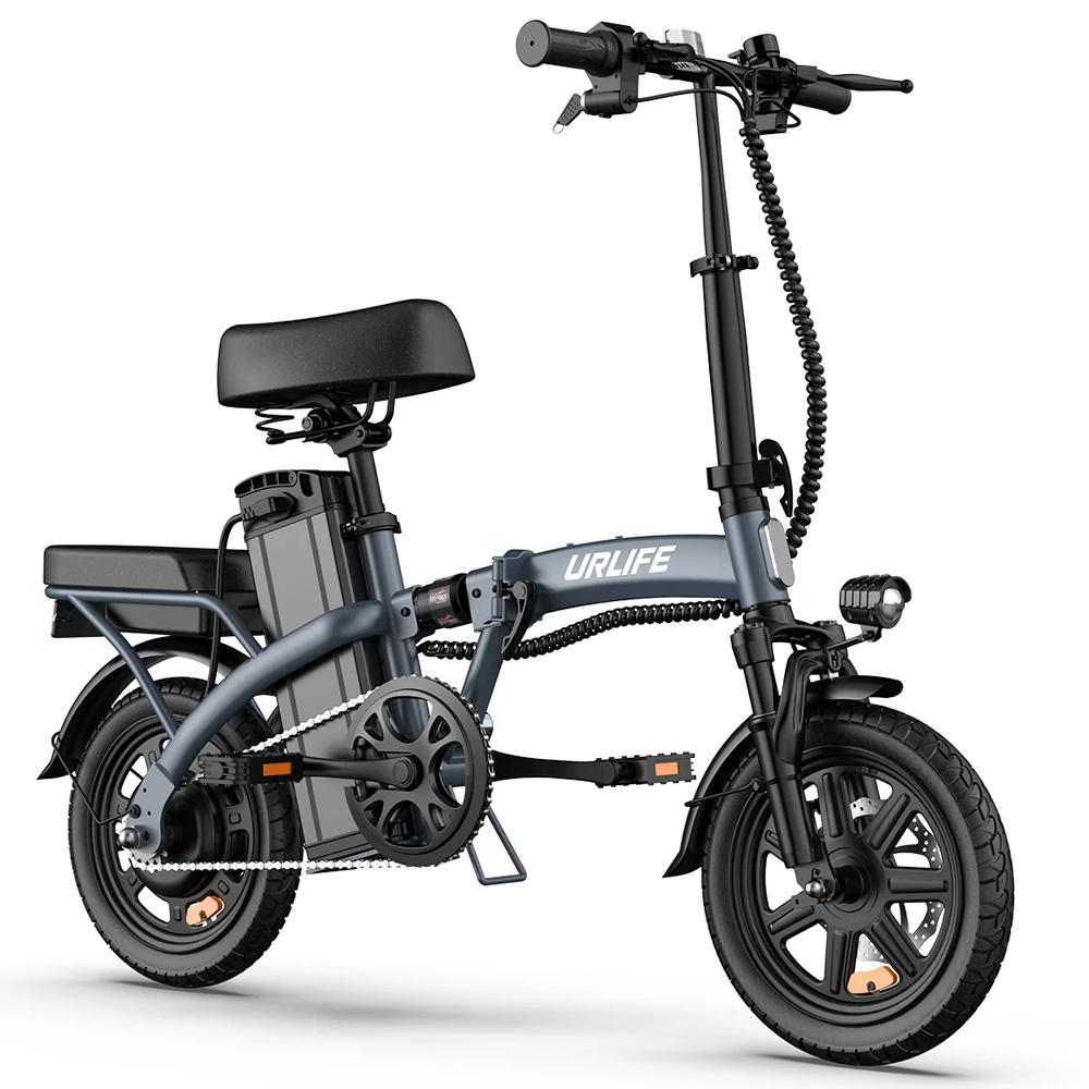 Urlife F1L Foldable Electric Bicycle 250W Motor 14" Tire City Electric Bike 48V 7.8Ah Dual Disc Brakes Max Load 120Kg LCD Display