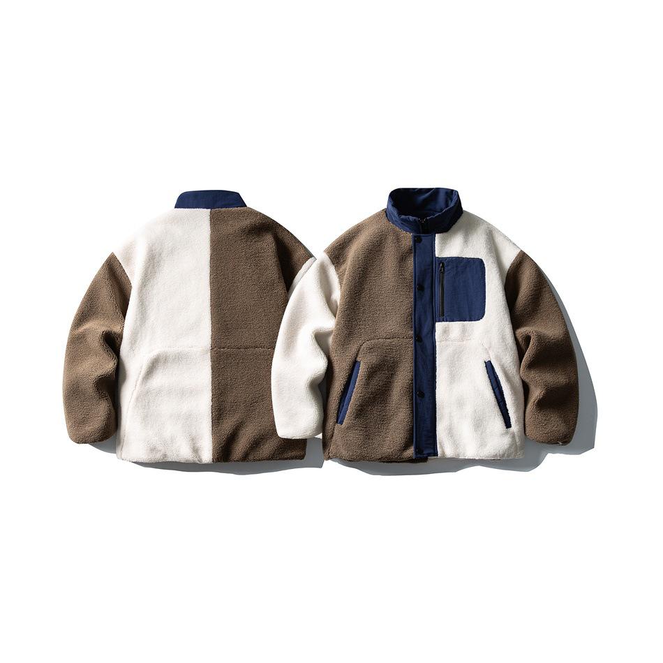 NEOISM Men s Retro Outdoor Color Block Lambswool Winter Jacket Medium бежевый/хаки