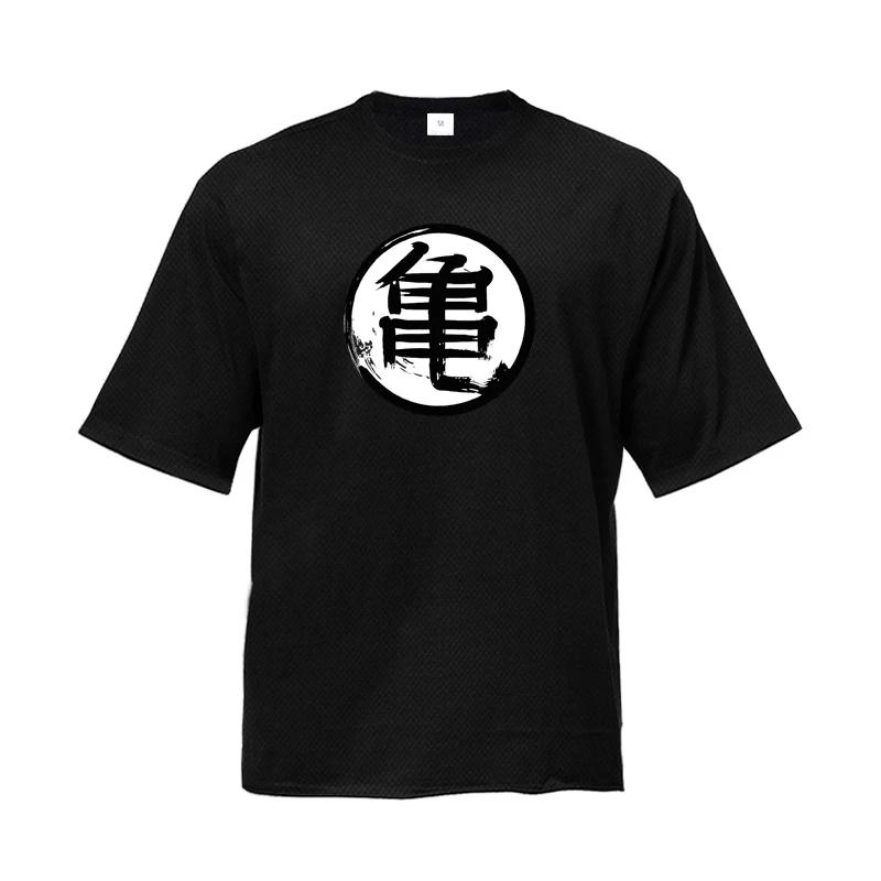 Muscleguys Japanese Turtle Script Printed Oversized Quick Dry Mesh Running T-shirts Men Half Sleeve Loose T Shirts Streetwear Hip Hop Shirt