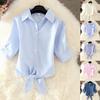 Fashion Women Casual Turn-down Collar Short Sleeve Shirt Ladeis Button Tops