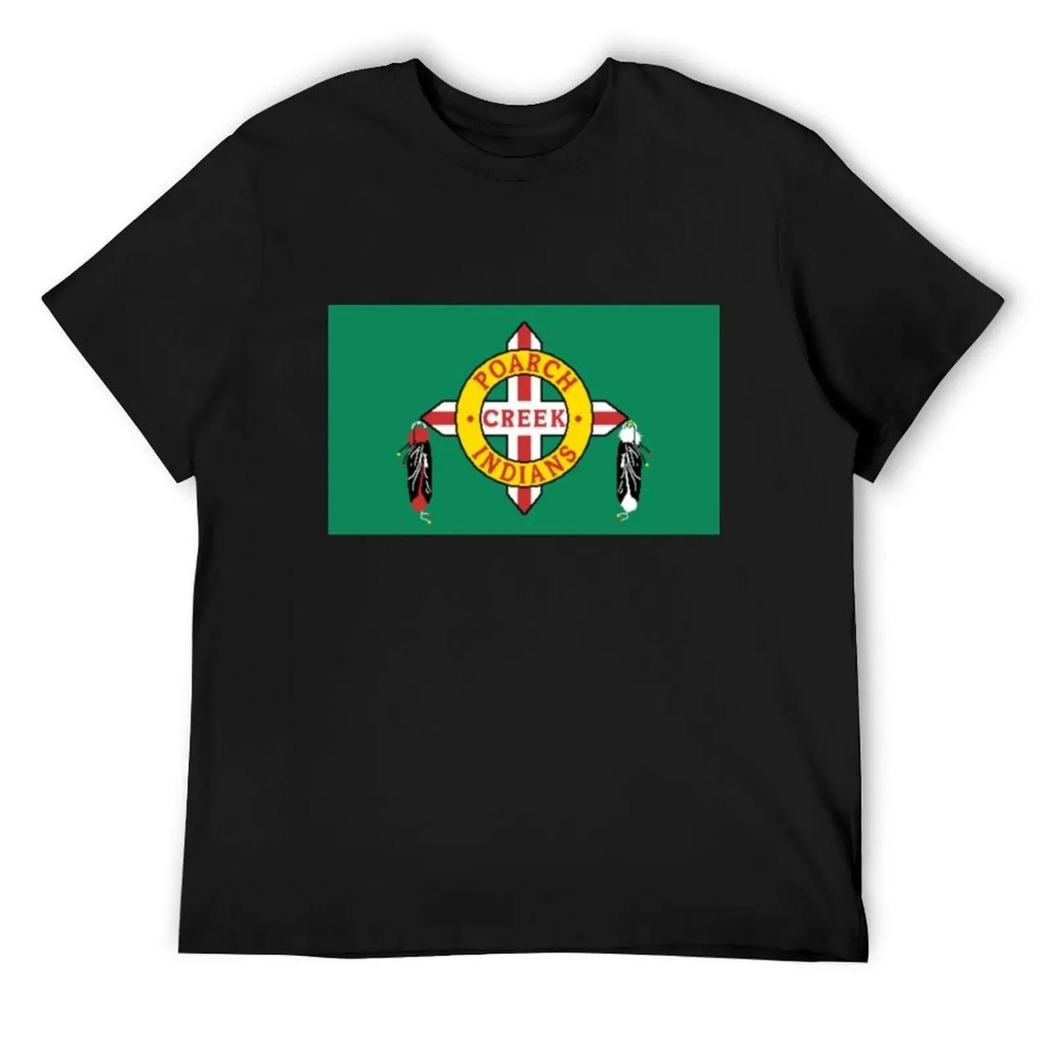 

Flag of the Poarch Band of Creek Indians T-Shirt customizeds cute clothes tops anime figures mens plain t shirts XXXXXL різнокольоровий