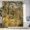 Luxury Rainforest Animal Shower Curtain Tiger Print Waterproof Bath Rug Decoration for Bathroom Decorations Home Interior Greene
