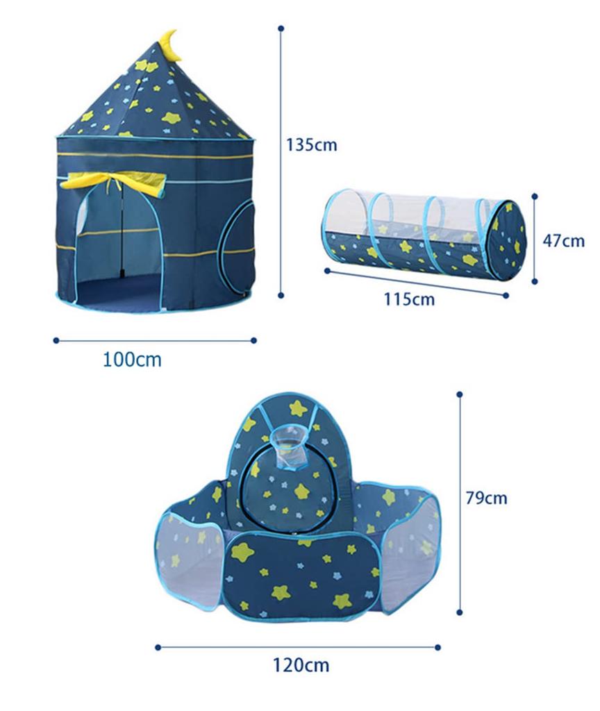 Floving 3-in-1 Kids' Tent Set, Foldable and Easy To Set Up, Kids Tent, Ball Pit, Indoor Play Tent House, Ball Tent, Carrying Bag Included, Marine Worl