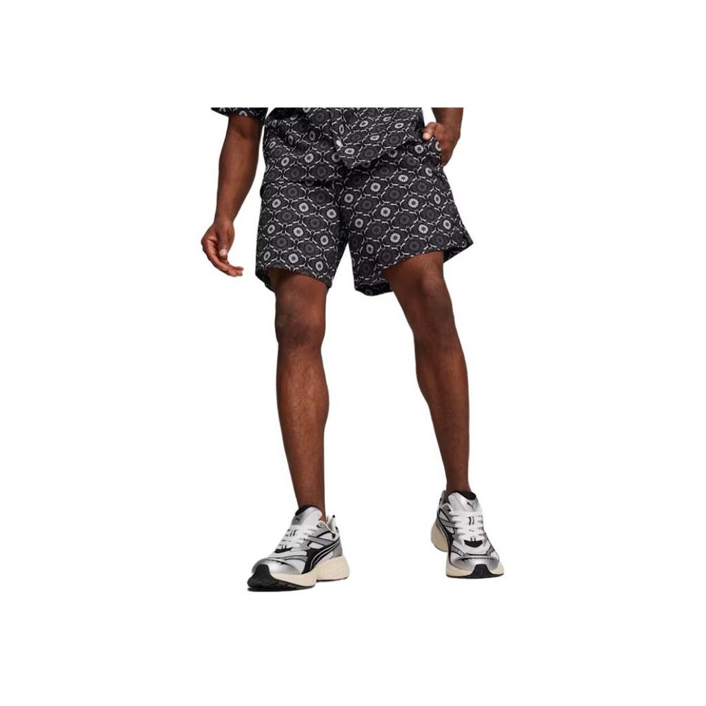 Puma Classics Prep Aop Fashion Versatile Classic Three-Quarter Casual Shorts Unisex Shorts Black 627954-01