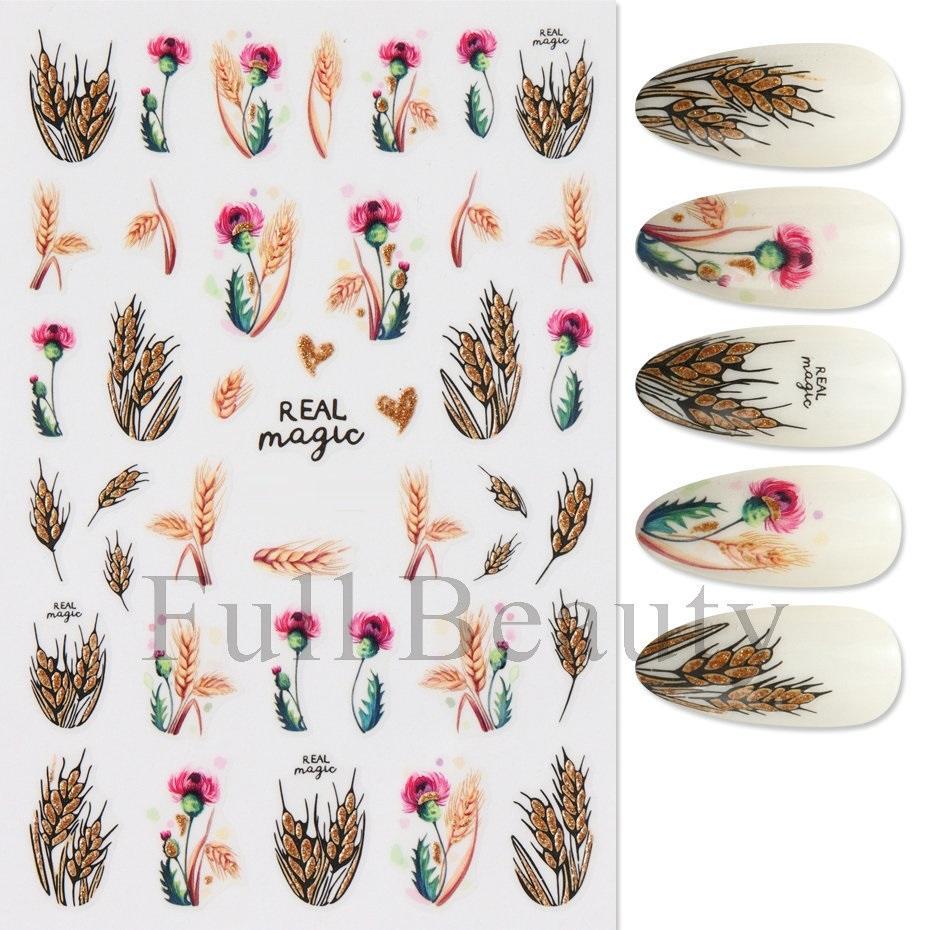 

3D золотые наклейки для ногтей цветочные растения наклейки для ногтей цветочные мраморные цветочные ползунки маникюрные украшения