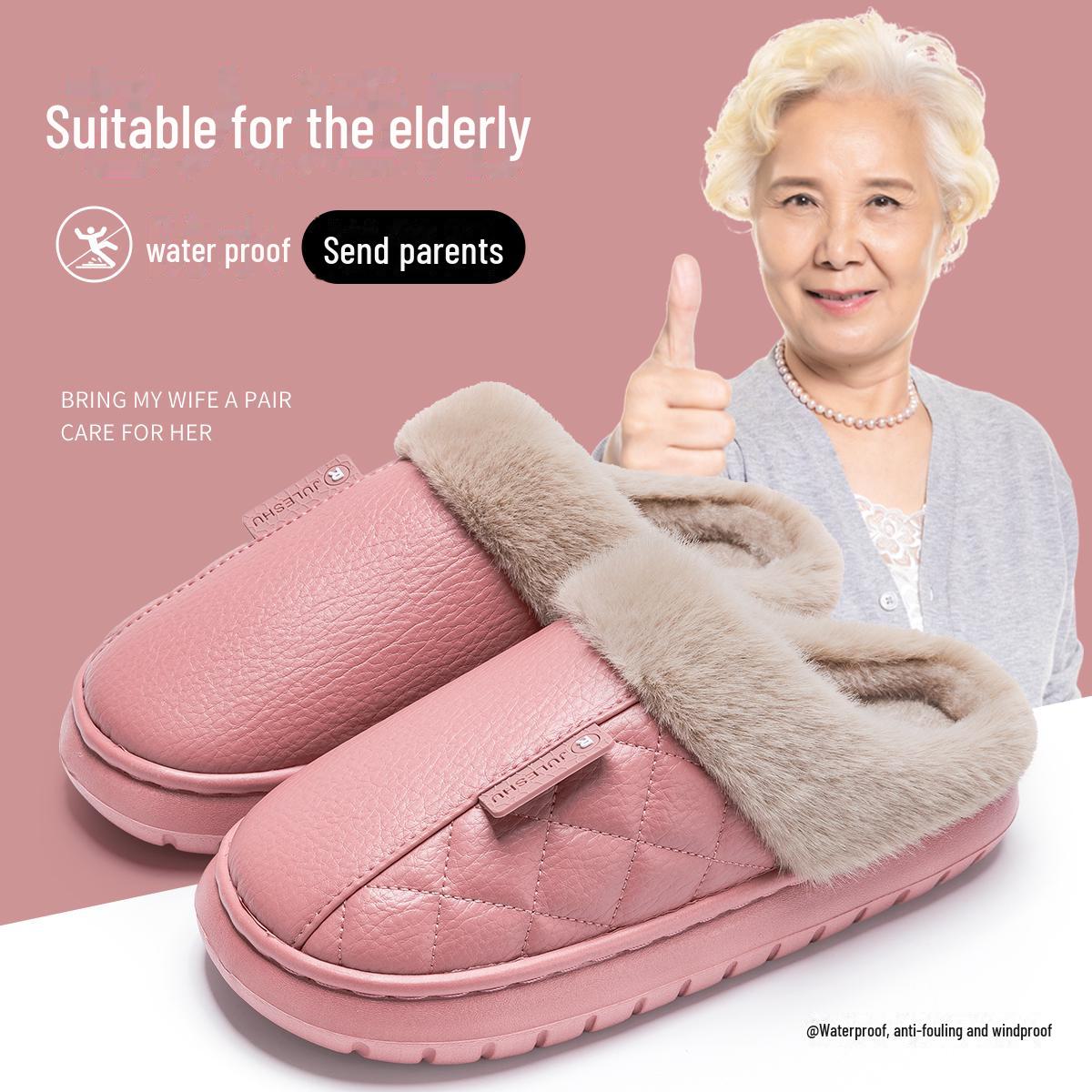 

Тапочки Lidani из ПУ водонепроницаемого хлопка для женщин и мужчин: Уютная домашняя обувь на осень/зиму для пар и пожилых людей, доступна в красном цвете. 40 -41 красный