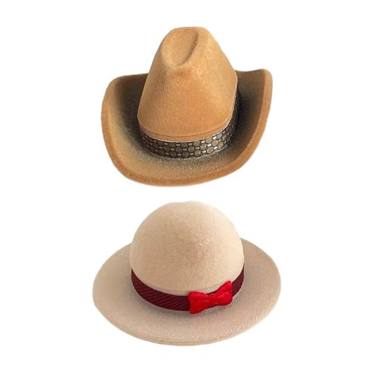 Jewelry Ring Storage Box Waterproof Compact Portable Denim Hat Style Ring Display Holder Case for Proposal Engagement