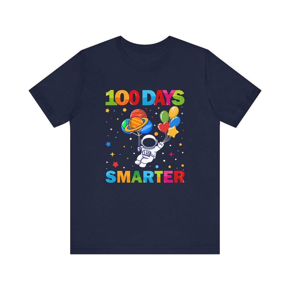 100th Day of School Unisex Tee, 100 Days Smarter T-Shirt, School Celebration Unisex T-Shirt Graphic Tee S