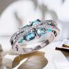 925 Sterling Silver Cross Band with Blue Cubic Zirconia New Women Rings Fashion Design Female Finger Jewelry Gifts