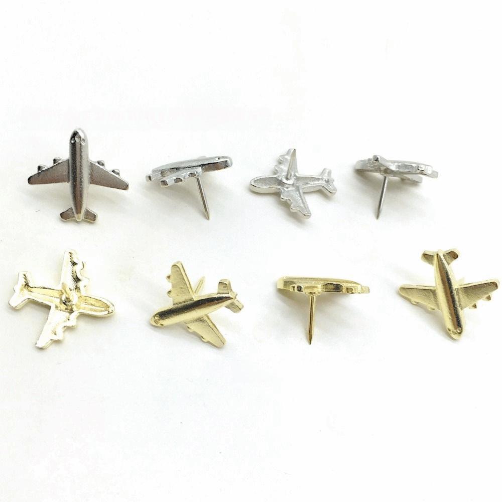 30pcs Airplane Shape Airplane Push Pins Silver/Gold Color Decorative Thumbtacks  Bulletin Board