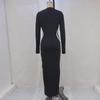 2024 Autumn/Winter Fashion: Women's Color-Block Slim Round Neck Long Sleeve Finger Set Dress
