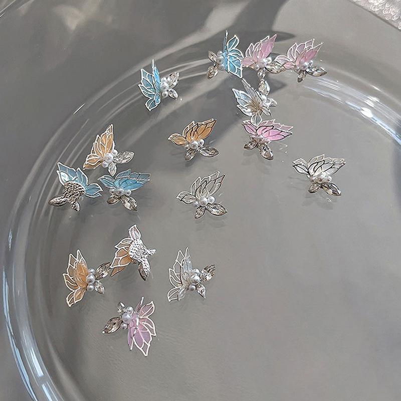 Doppelzirkon Schmetterling Nagelkunst Charm 3D Perlen Kristall Schmetterling Nagelornament DIY Exquisite Nagelzubehör