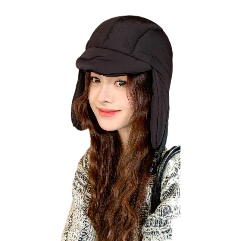 Korean New Sweet and Cool Ins Hat Women's Down Plus Down Lei Feng Hat Winter Warm Cold Hat Riding Ear Protection Hat