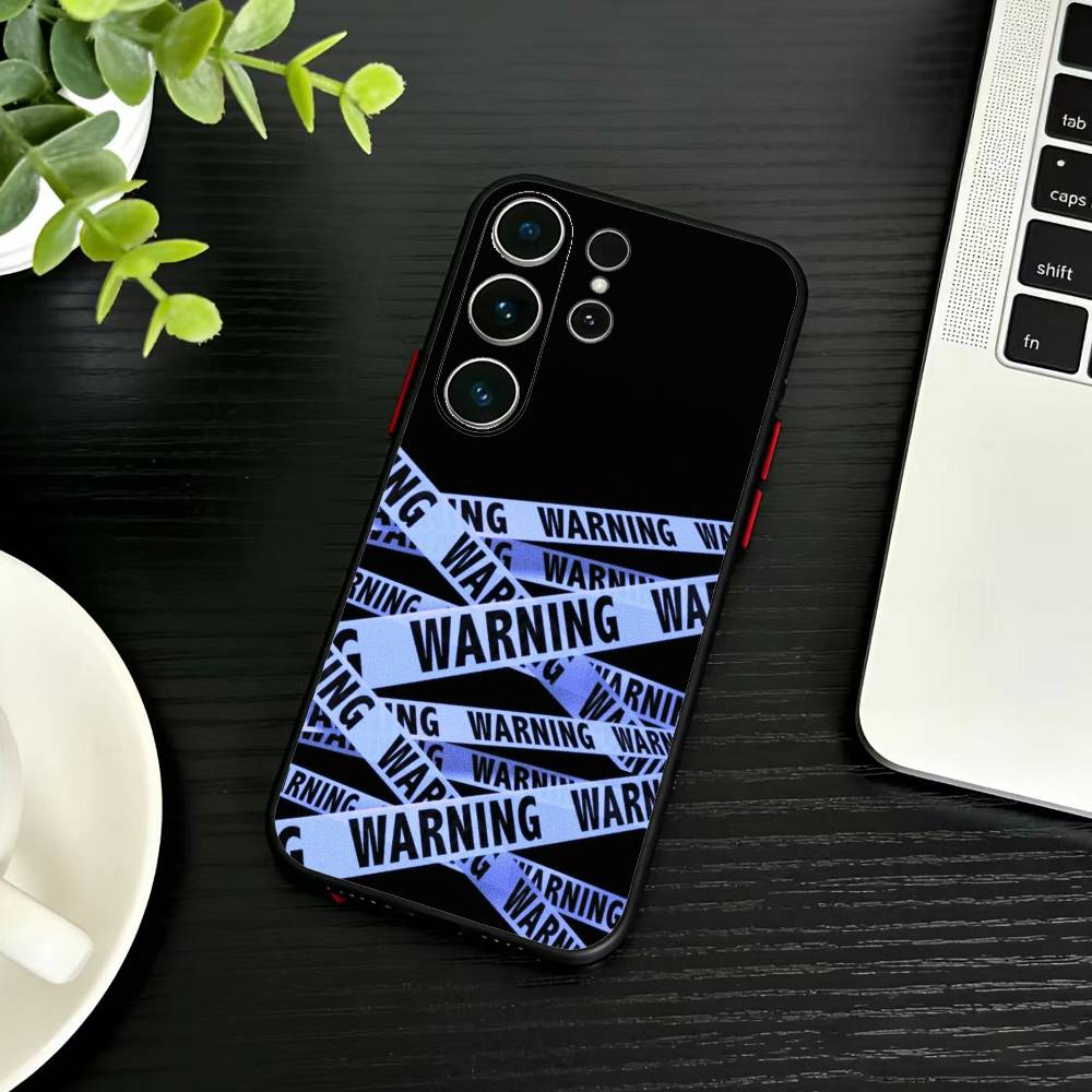 Warning Line Art Phone Case For Samsung S26,S25,S24,S23,S22,S21,S20,Plus,Fe,Lite,Others Black Cover