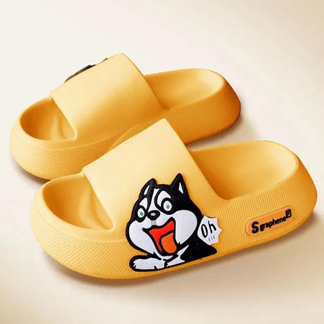

Женские тапочки на толстой подошве 5 см, милые наклейки принцессы, пляжные домашние сандалии для ванной комнаты, новые летние шлепанцы для пар, крутая обувь 36-37 жёлтый