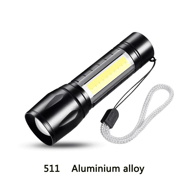 Mini LED Flashlight COB+XPE Portable Torch USB Charging Camping Lantern Zoomable Focus Light Tactical Flashlight with Pen Clip