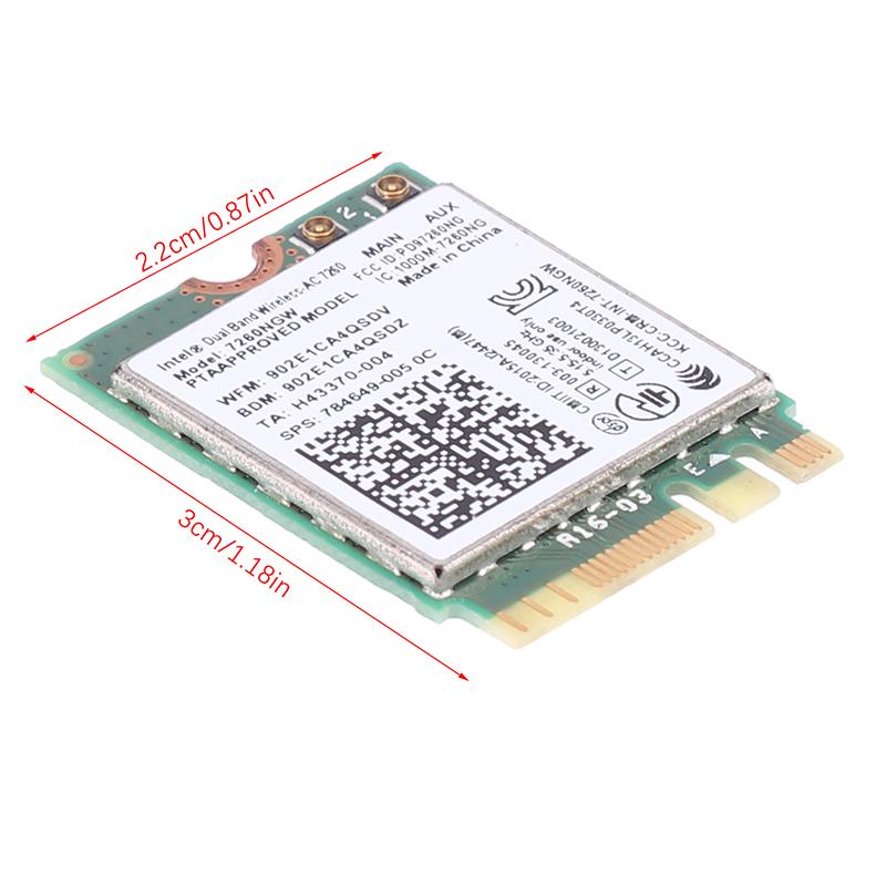 1Pc 1200Mbps Bluetooth 4.0 Wifi Wireless Network Card Ngff Wifi Dongle Ac Dual Band 2.4G 5G For Laptop Intel 7260 7260Ngw