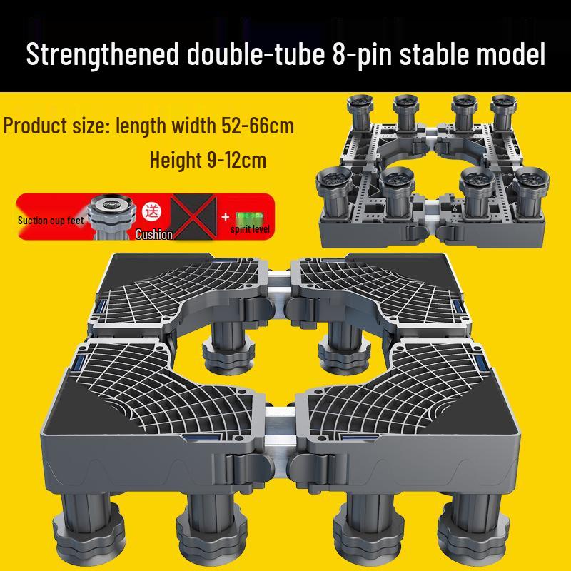 Grauer Verstellbarer Mobiler Waschmaschinenständer mit Rädern und Bremsen