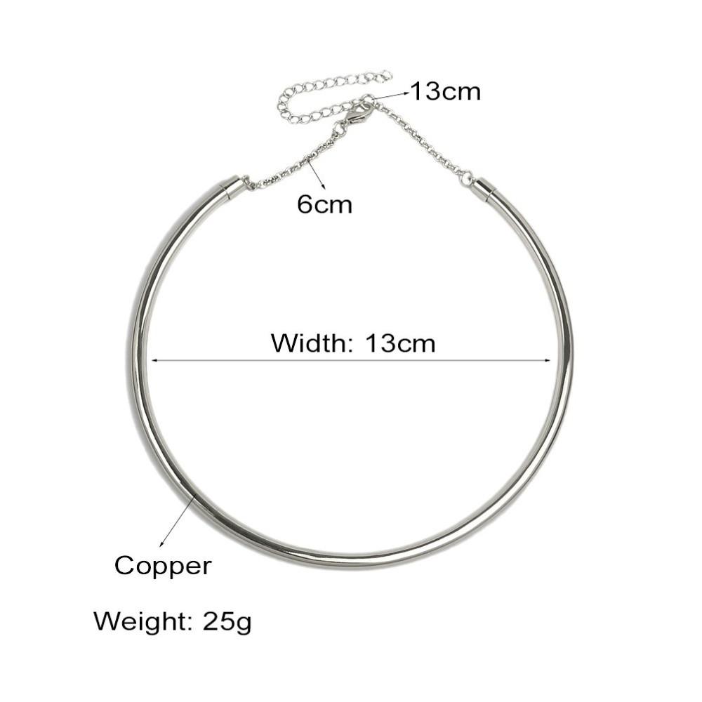 Silver Round Collar Neck Ring Metal Neck Ring Necklace Fashion Round Necklace For Women Men