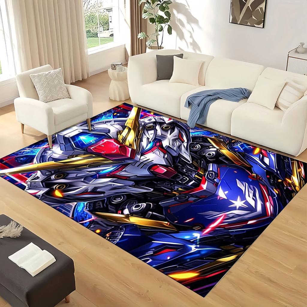 3D GUNDAM Robot Cartoon Carpet Rug for Living Room Bedroom Home Sofa Decoration,kids Play Non-slip Floor Mat Christmas Gift